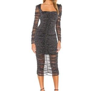 Jonathan Simkhai Ruched Mesh Midi Dress